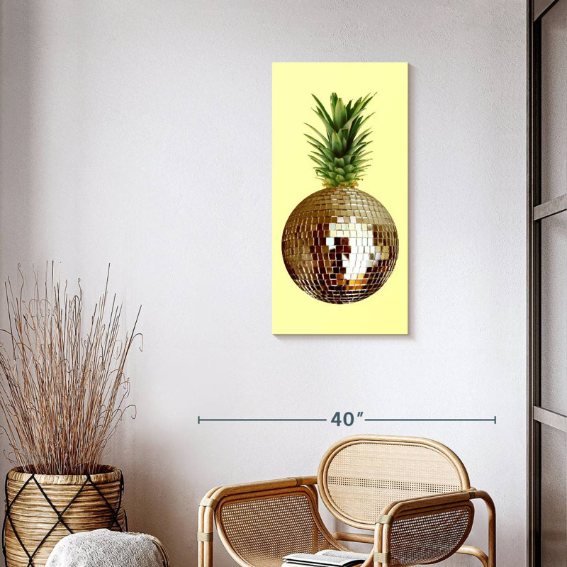 Pineapple Disco Ball sur toile, H 36 po x l 18 po x P 1,25 po