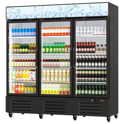 55 Cu Ft Commercial Beverage Refrigerator With Three Glass Doors