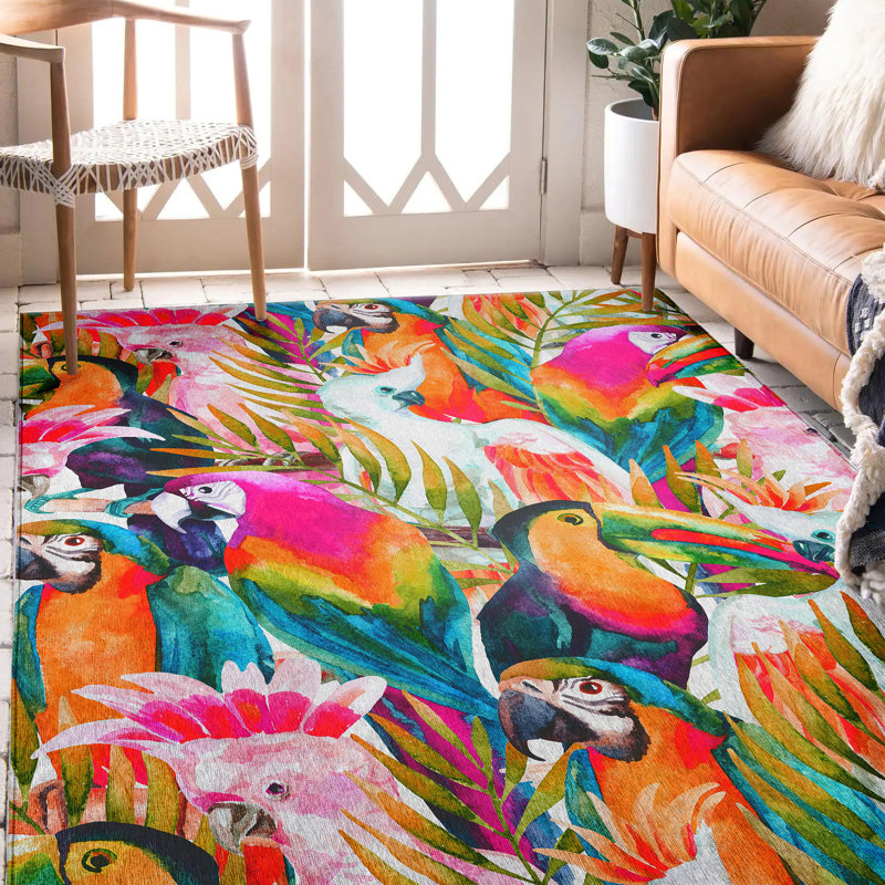 Braggs Machine Washable Indoor / Outdoor Area Rug with Non-Slip Backing, Rectangle 5' x 7'6"