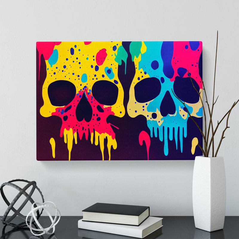 XXX-H1022-WF-7851X Skull Painting - Wrapped Canvas Print, 35cm H x 50cm W x 3cm D