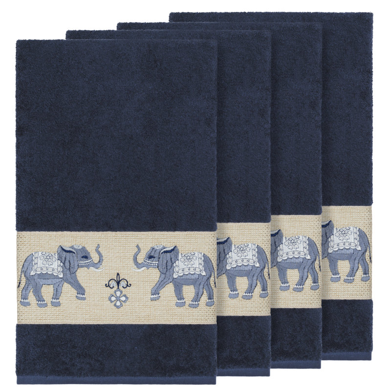 Ensemble de serviettes de bain en coton turc 4 pièces Quinn, Bleu minuit