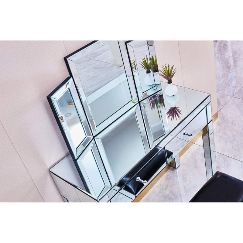 Bureau spacieux pour chambre à coucher avec miroir et tiroirs - Ambiance moderne brillant 2 fonctionnel