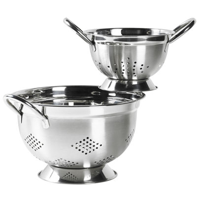 Basic Essentials Prep And Tools 2 Piece Stainless Steel Colander Set