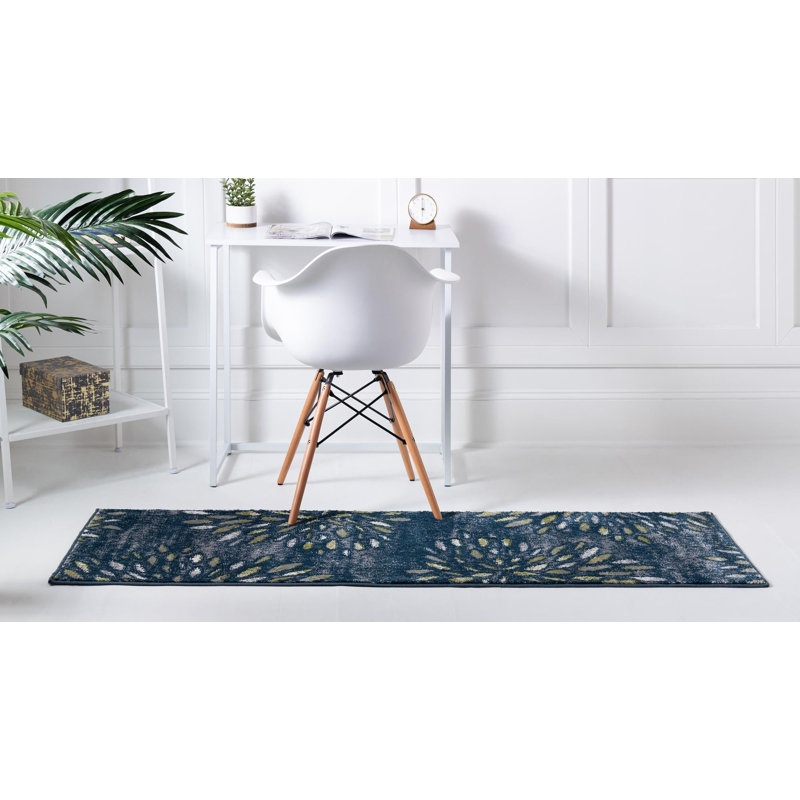 Aamia Abstract Area Rug, Runner 2' x 6'1", Blue