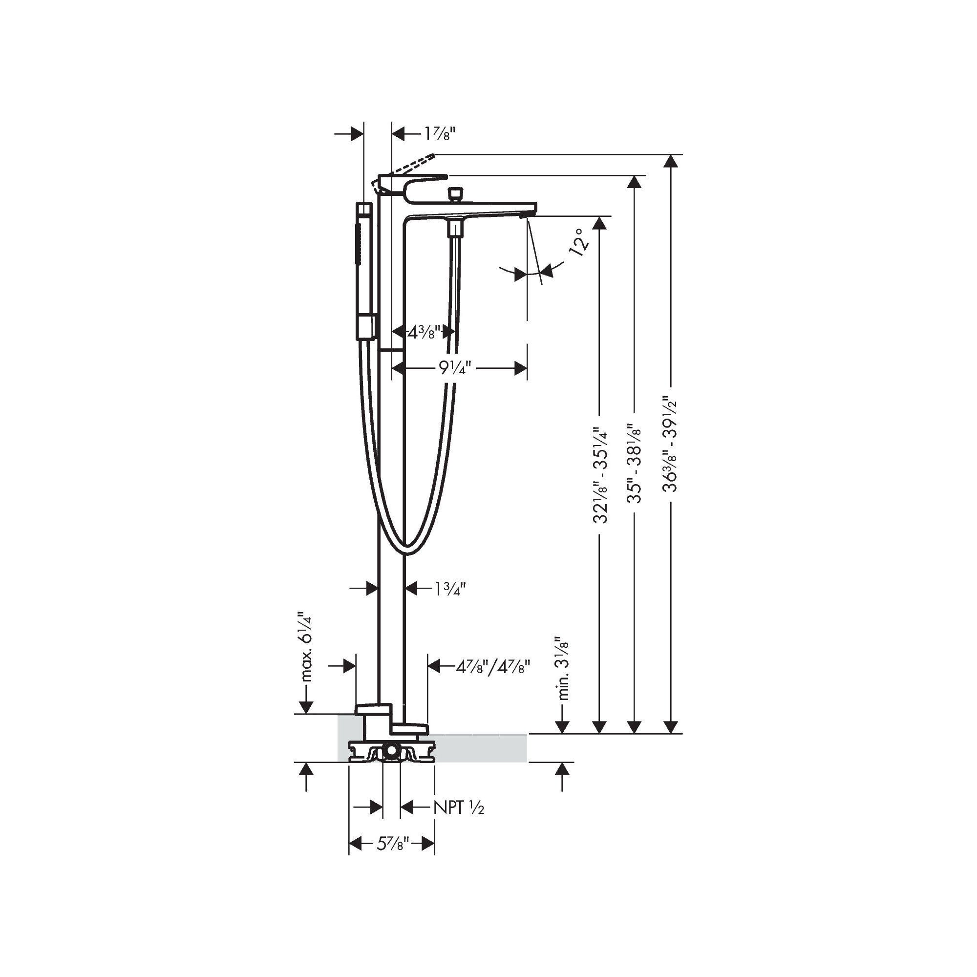 Metropol Freestanding Tub Filler Trim with Lever Handle and 1.75 GPM Handshower Trim Set Only, Matte White