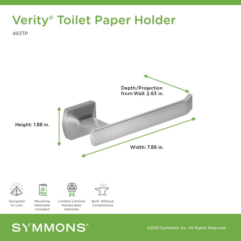 Verity Wall Mounted Toilet Paper Holder, Polished Chrome