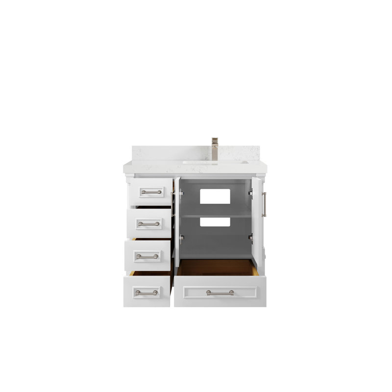 Aberdeen 36'' Single Bathroom Vanity with Top, Empira White