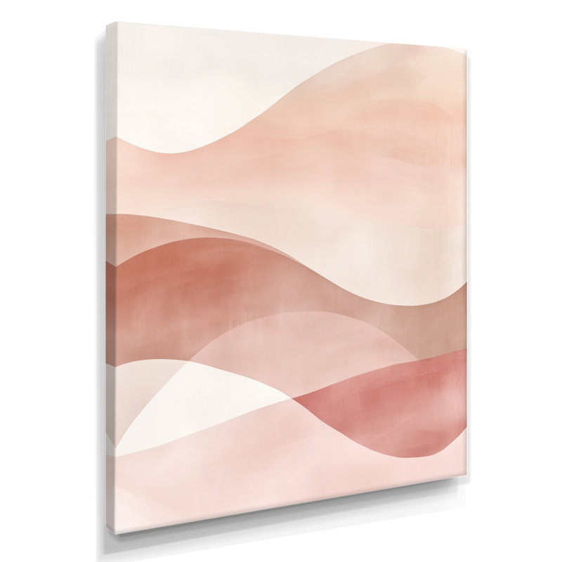 Toile douce et neutre, couches minimalistes rosées, art mural minimaliste rosé, Toile tendue, H 32 po x l 16 po