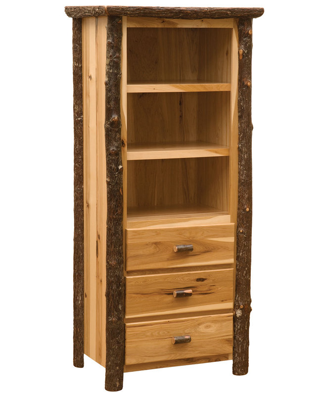 Fireside Lodge Hickory Log Open Pantry - Cinnamon, Rustic Alder