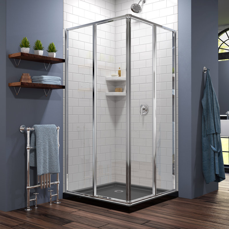 Cabine de douche carrée avec cadre inclus l 42 po x P 42 po x H 74,75 po Cornerview, Chrome, Noir mat