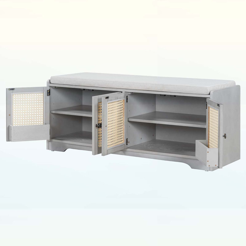 Banc de rangement multifonctionnel pour hall d'entrée, Gris délavé