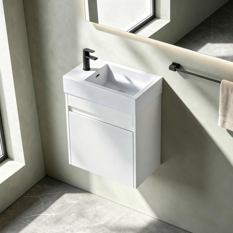 Meuble-lavabo flottant 18 po Aero (assemblé), White