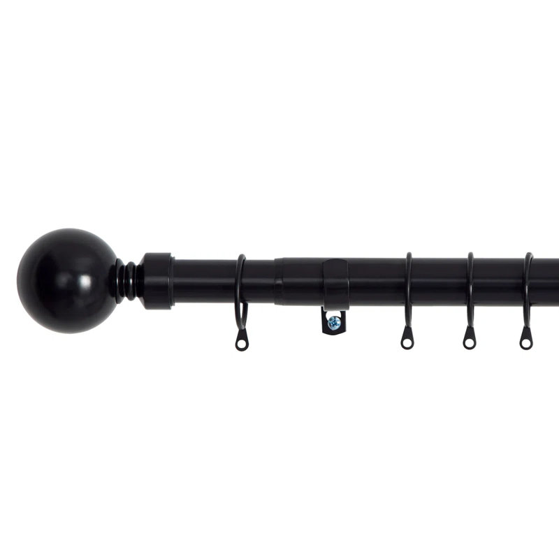 Iron Adjustable 2.8cm Single Curtain Pole, Chrome, 120cm - 210cm