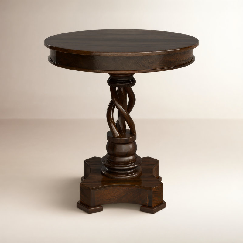 Solid Wood End Table, Dark Brown