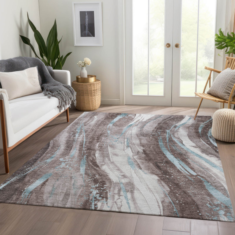 Machine Washable Indoor/Outdoor Claudian ACN1676 Taupe Rug, Rectangle 10' x 14'