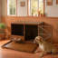 Meuble de caisse pliable en bois pour chien avec mangeoire rotative à 360 ° et plateau amovible-116626097