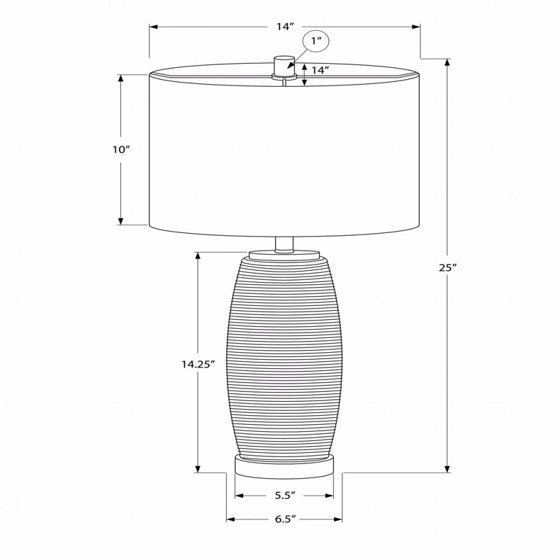 Lampe de table - H 25 po, matériau céramique gris, abat-jour gris