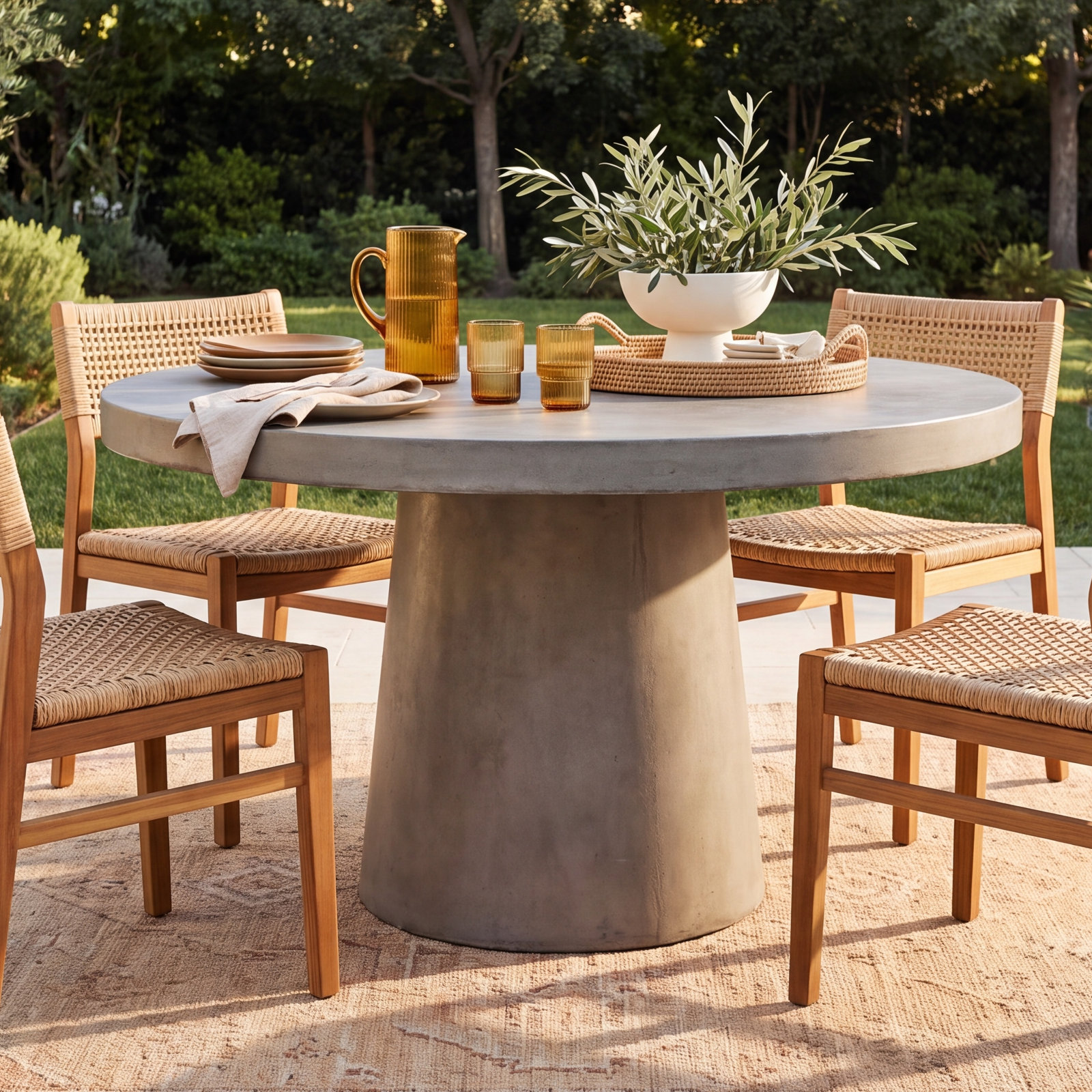 Alistar Round Concrete Outdoor Dining Table , 51 " W 51 " D