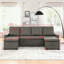 Canapé-lit modulaire avec méridienne de rangement double et clous décoratifs