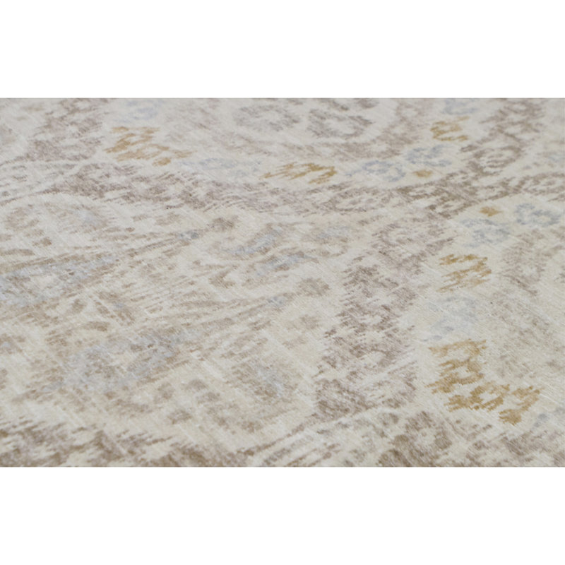 Hand-Knotted High-Quality Cream/Brown Area Rug