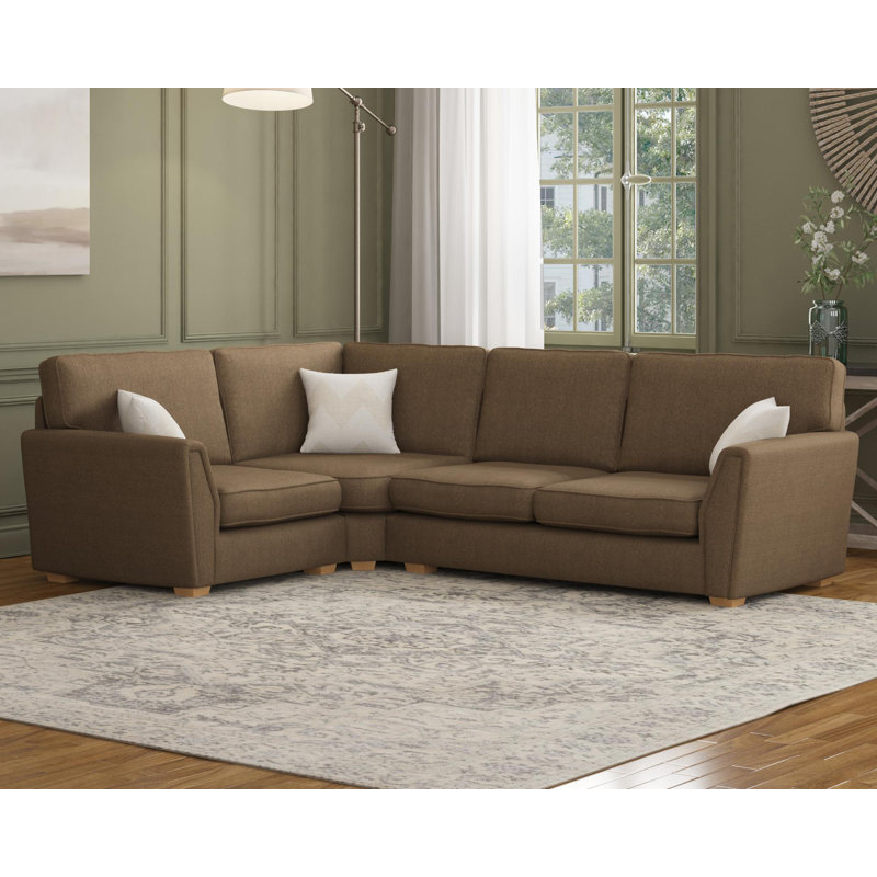 Wendleberry Corner with two seats, Fixed Back, Brick Polyester, Right Hand Facing