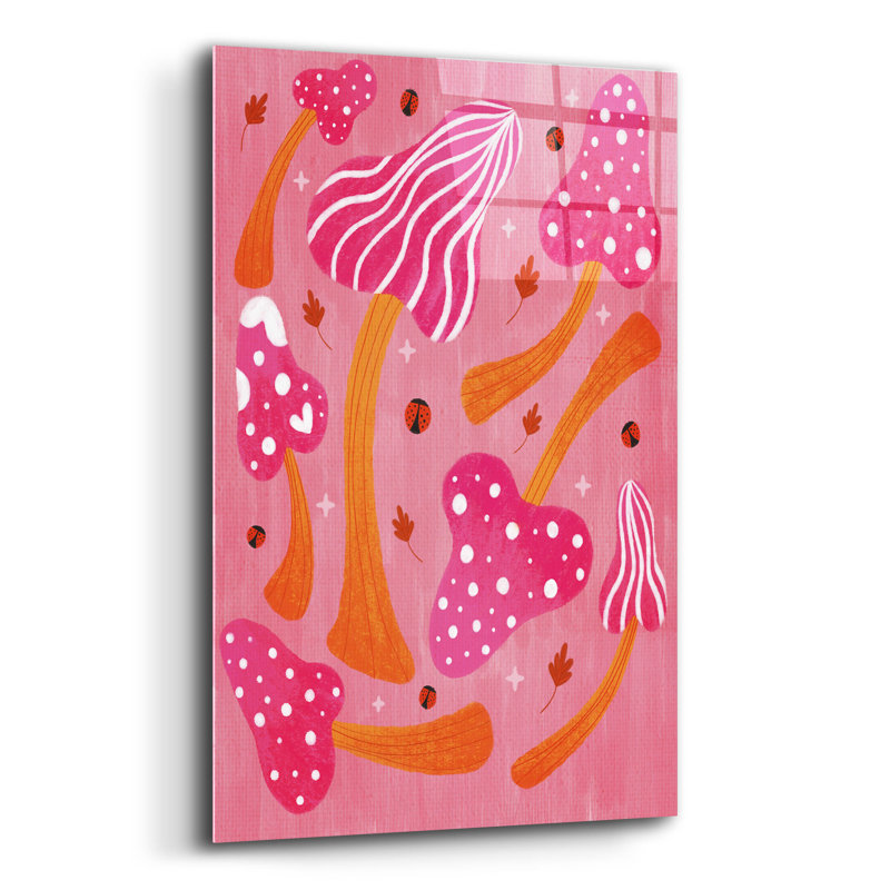  «Mushroom In Fall» par Club Daydream, art mural en verre acrylique, 12 po x 16 po