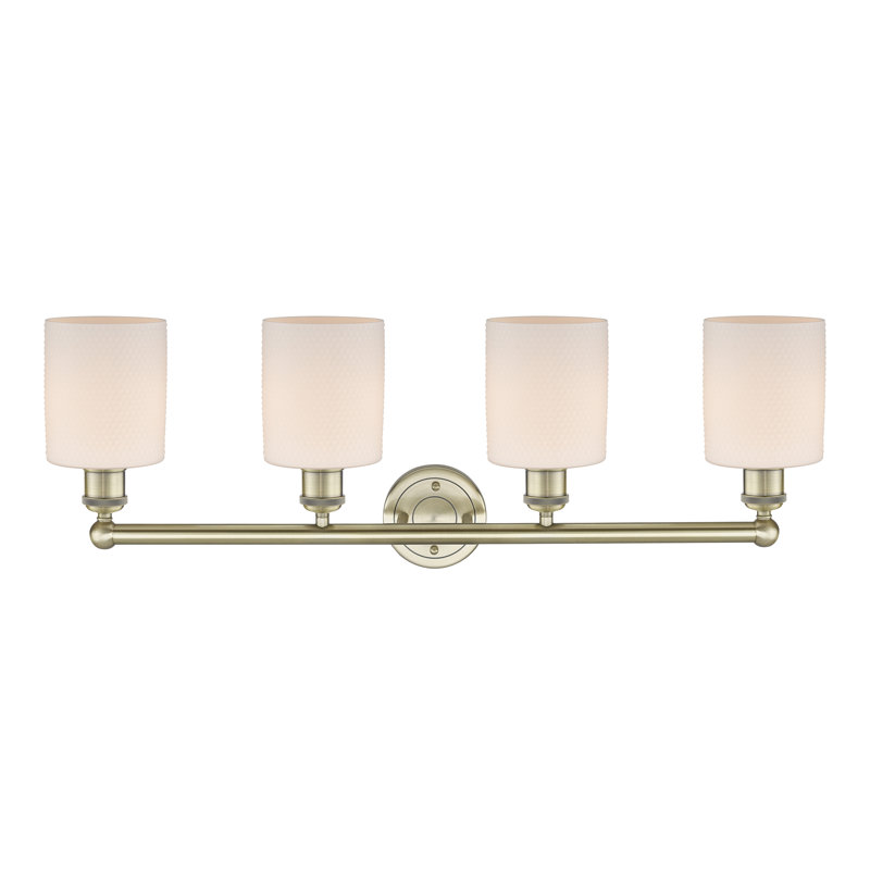 Karon 4 - Light Dimmable Vanity Light, Matte White, Antique Brass