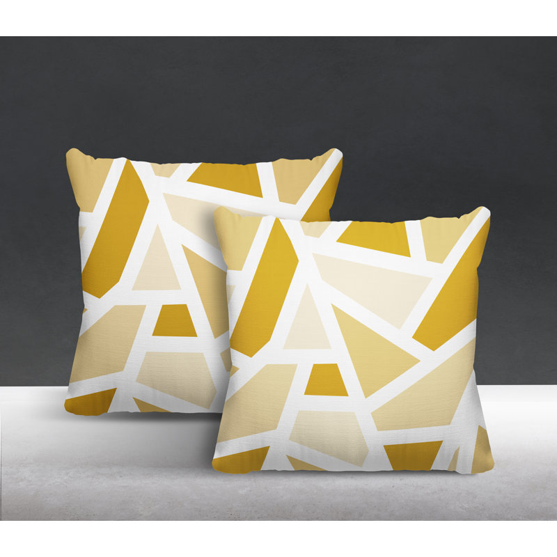 Coussin carré intérieur / extérieur Marion, L 15 po x H 15 po, Jaune