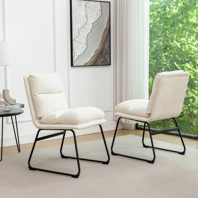Chaises de salle à manger rembourrées, ensemble de 2, Blanc