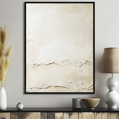 «Soft Plaster Paint Layers III», art mural minimaliste beige encadré