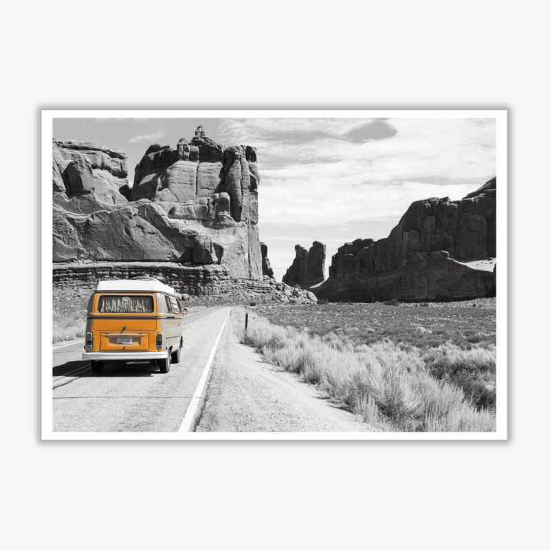 Orange Camper Van - Print, No Frame, 85 cm H x 60 cm W x 1 cm D