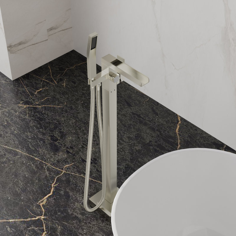 Floor Tub Spout with Diverter, Brushed Nickel