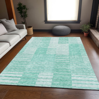Premium Machine Washable Prisco Teal Rug