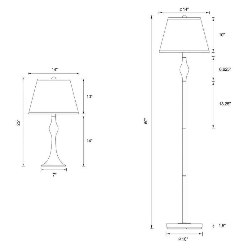 Ensemble de lampes en nickel brossé 3 pièces