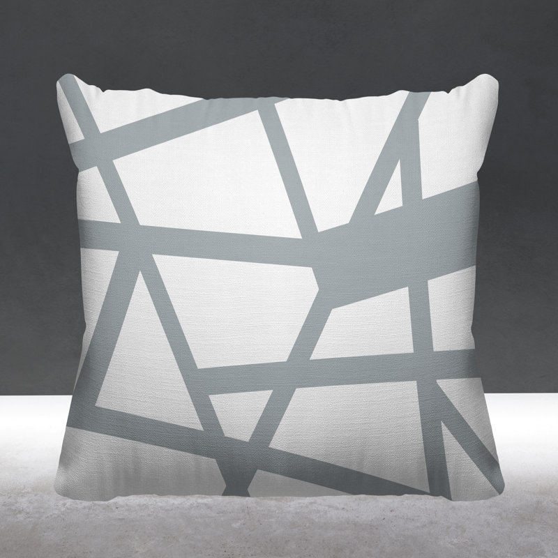 Coussin décoratif intérieur / extérieur Shepherd Stripes, L 17 po x H 17 po, Gris