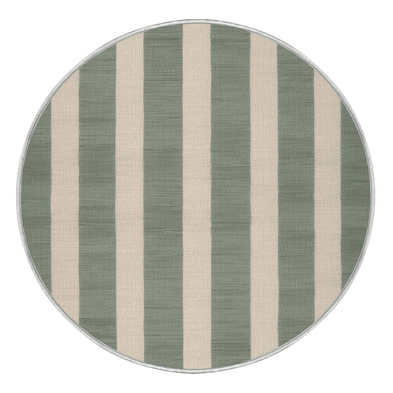 Machine Washable Checkered Beige Area Rug, Round 8'