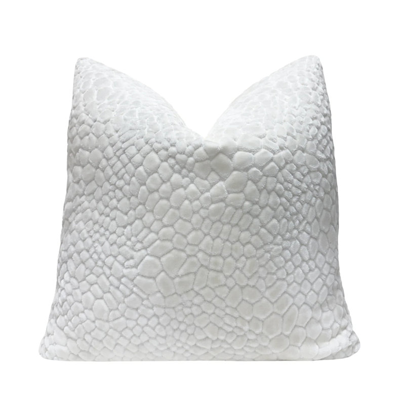 Housse de coussin en velours crocodile, 22x22", White