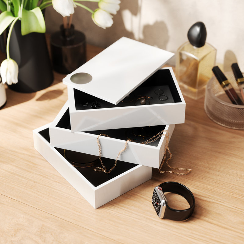 Spindle White Storage and Jewelry Box