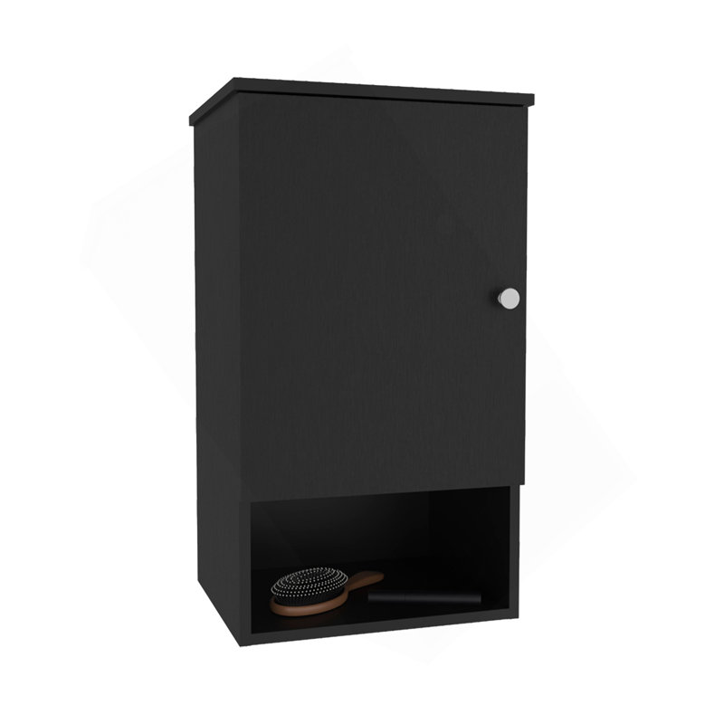 Pharmacie H 28,6 po, avec 1 porte et 3 tablettes, noir, Noir