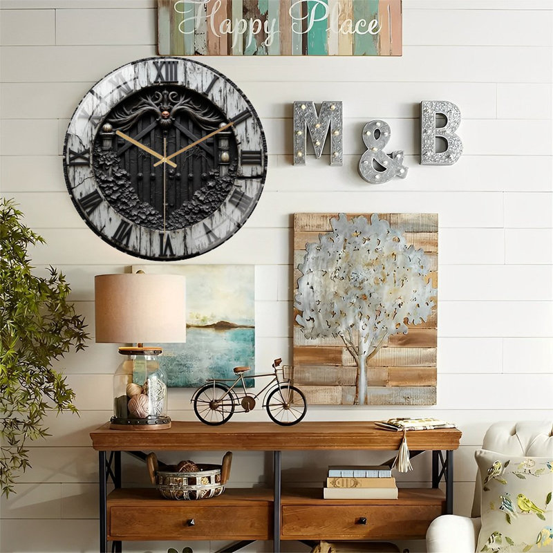 Gothic Gate Clock Art - 12'' Modern Glass Wall Clock