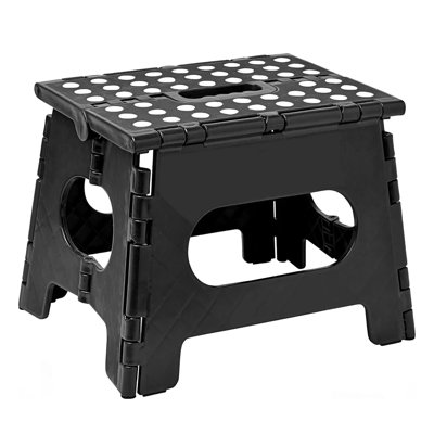 Small Folding Plastic Step Stool Black