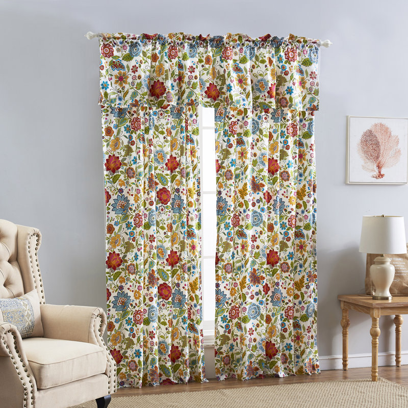 Paire de rideaux 84 x 84 pouces Greenland Home Fashions Astoria, Rouge/vert, L 63 po x l 42 po