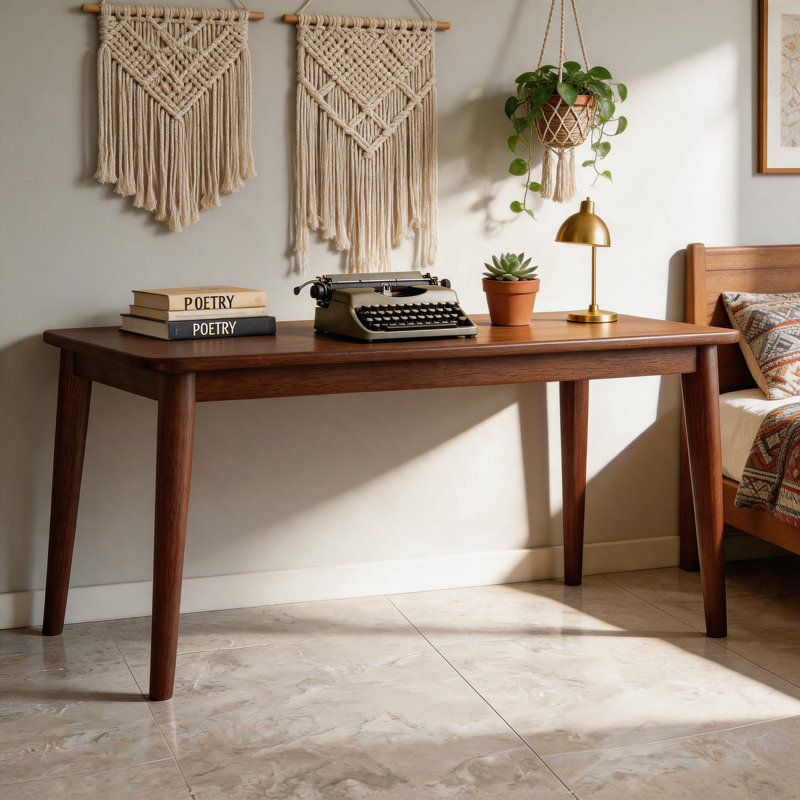 Bureau en bois massif, 160 cm, style moderne du milieu du siècle, idéal pour un bureau à domicile.