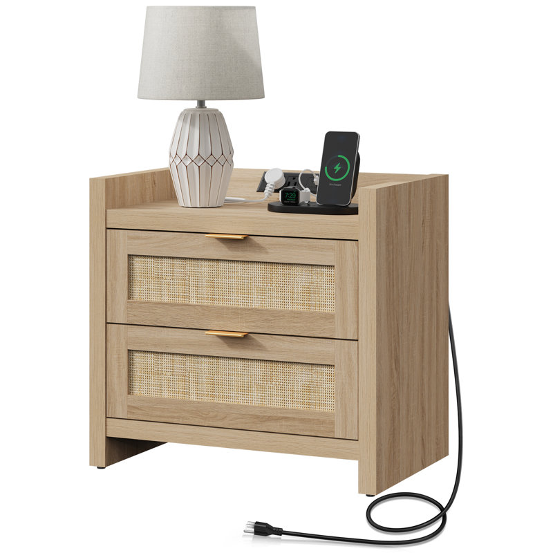 Amrutha 23.6'' W Nightstand, Light Brown