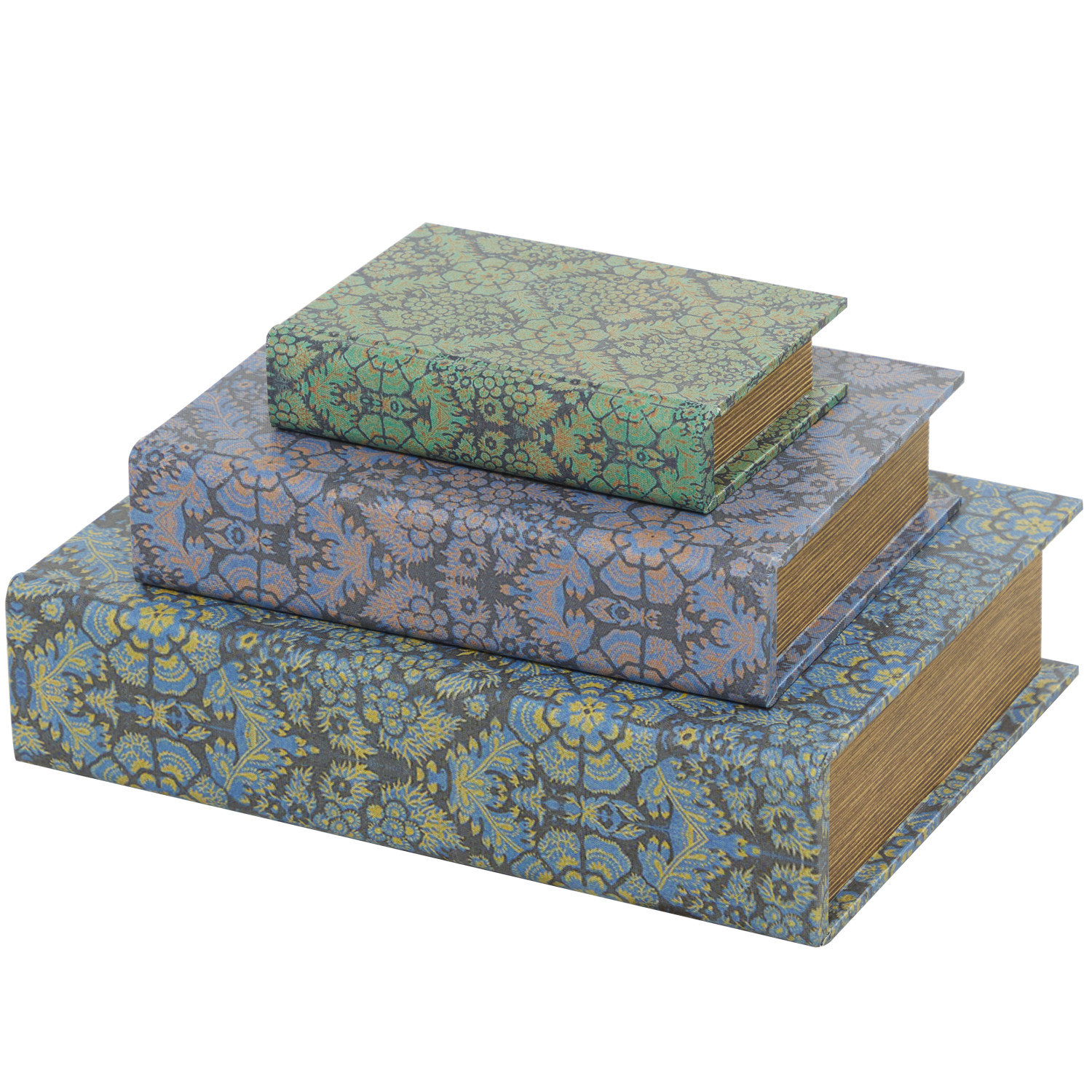 Decorative Book Boxes - Set of 3 - Blue (Set of 3) Everly Quinn