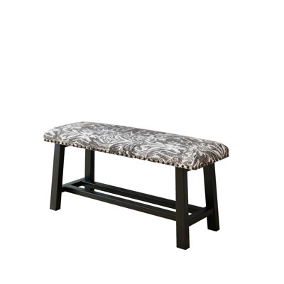 Vintage, Linen With Upholstered Bench Seat, Rustic Wood Legs For Bedroom, Living Room by George Oliver