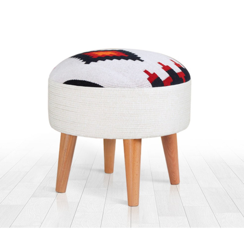 Parrottsville 46cm Wide Round Abstract Footstool Ottoman