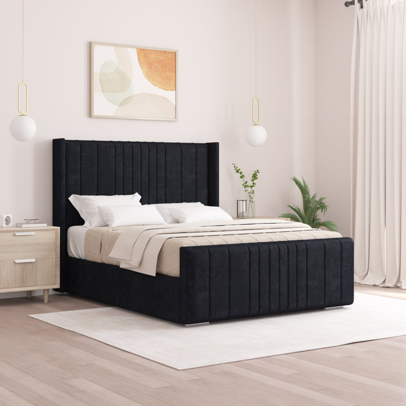Denzel Upholstered Bed , Single (3'), Black