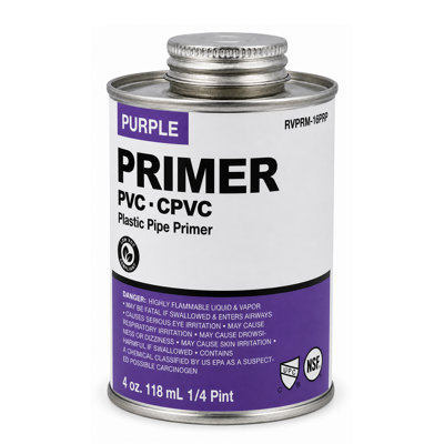 SUPPLYGIANT 4 oz Purple PVC/CPVC Primer Cement Industrial Grade Low-VOC Fast Acting Primer Glue for Pipe & Fittings