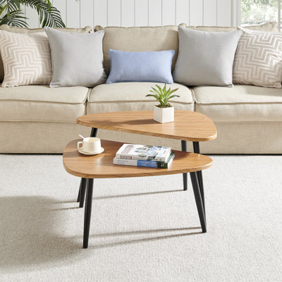 Jisella 2 Piece Semi Nesting Asymmetric Coffee Table Set by Wrought Studio